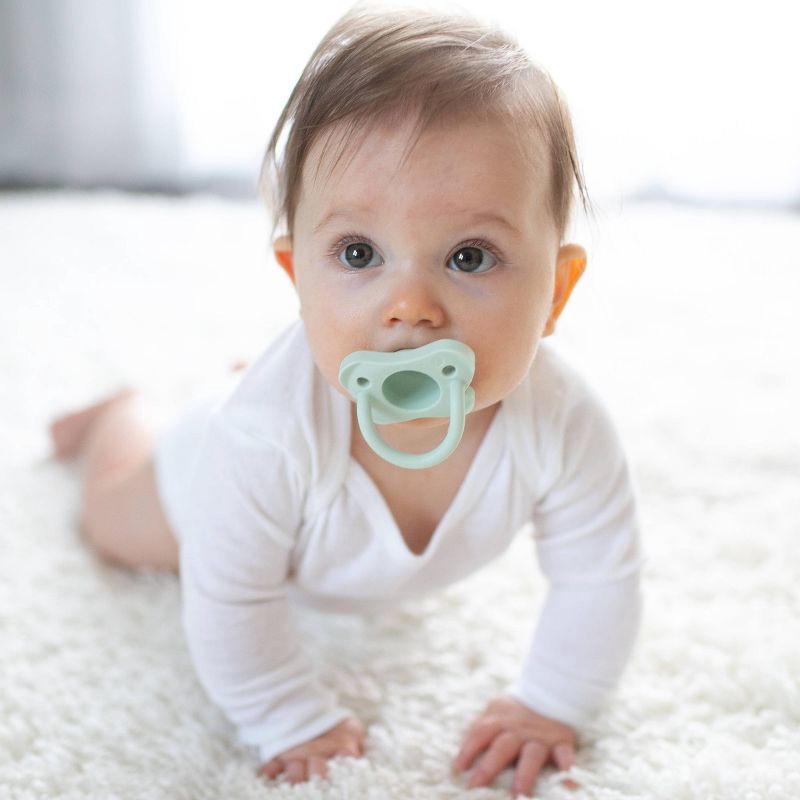 slide 12 of 15, Dr. Brown's HappyPaci One-Piece 100% Silicone Pacifier - 0-6 Months - 3pk - Cool Gray/Green/Ecru, 3 ct