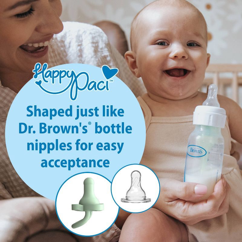 slide 15 of 15, Dr. Brown's HappyPaci One-Piece 100% Silicone Pacifier - 0-6 Months - 3pk - Cool Gray/Green/Ecru, 3 ct