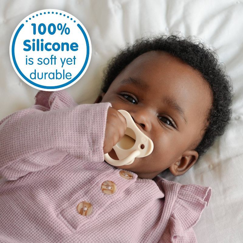 slide 5 of 15, Dr. Brown's HappyPaci One-Piece 100% Silicone Pacifier - 0-6 Months - 3pk - Cool Gray/Green/Ecru, 3 ct