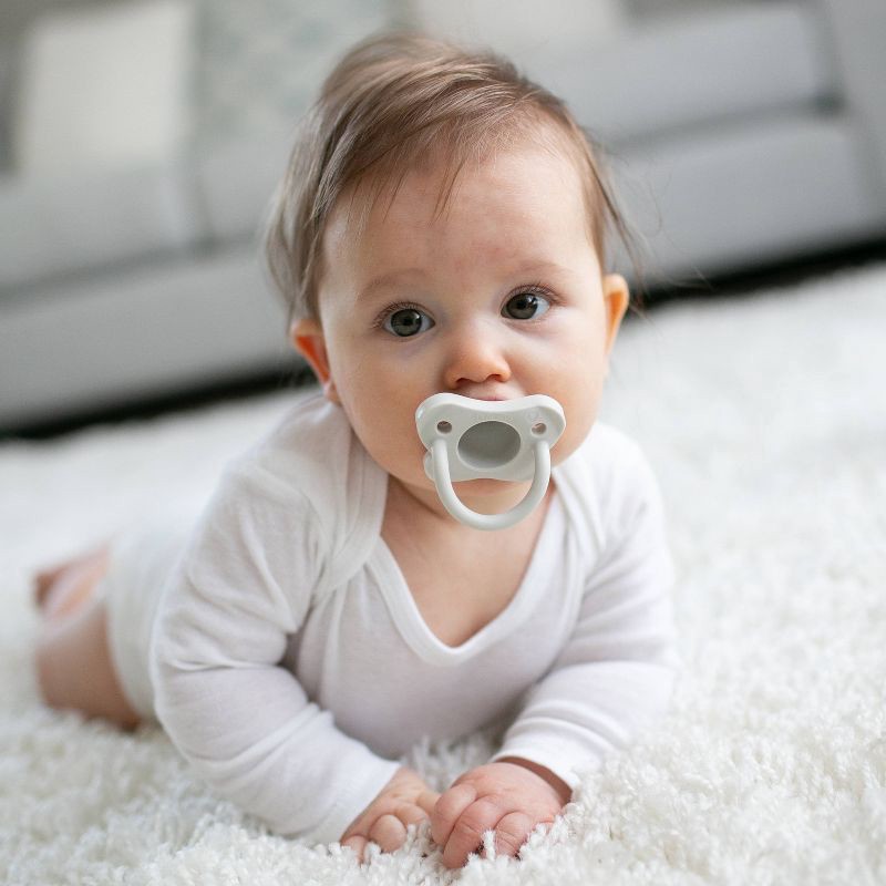 slide 10 of 15, Dr. Brown's HappyPaci One-Piece 100% Silicone Pacifier - 0-6 Months - 3pk - Cool Gray/Green/Ecru, 3 ct