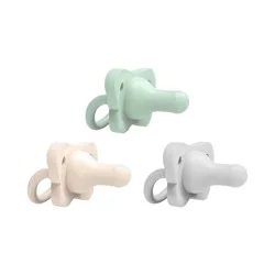 Dr. Brown's HappyPaci One-Piece 100% Silicone Pacifier - 0-6 Months - 3pk - Cool Gray/Green/Ecru