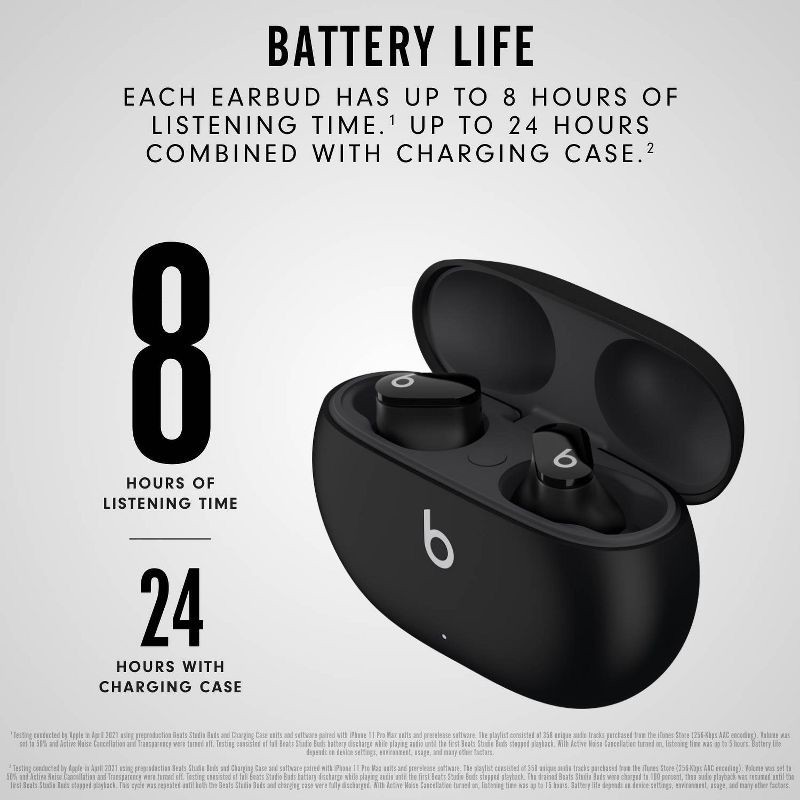 slide 5 of 15, Beats Studio Buds True Wireless Noise Cancelling Bluetooth Earbuds - Black, 1 ct