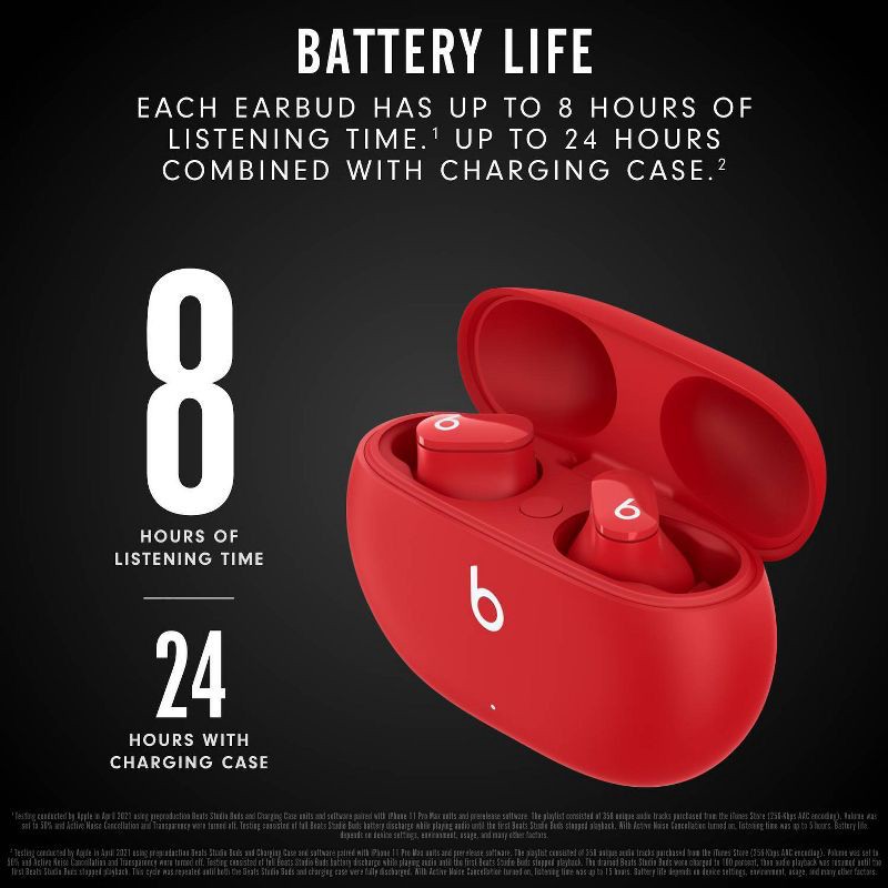 slide 3 of 15, Beats Studio Buds True Wireless Noise Cancelling Bluetooth Earbuds - Beats Red, 1 ct