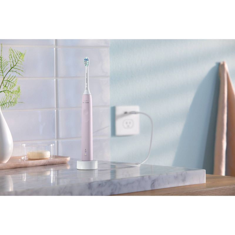 slide 14 of 14, Philips Sonicare 4100 Plaque Control Rechargeable Electric Toothbrush - HX3681/21 - Sugar Rose, 1 ct