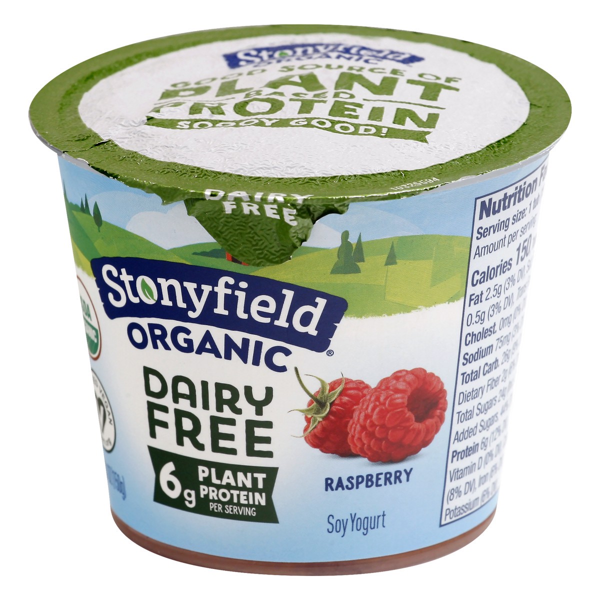 slide 9 of 10, Stonyfield Raspberry Bottom Soy Yogurt, 6 oz