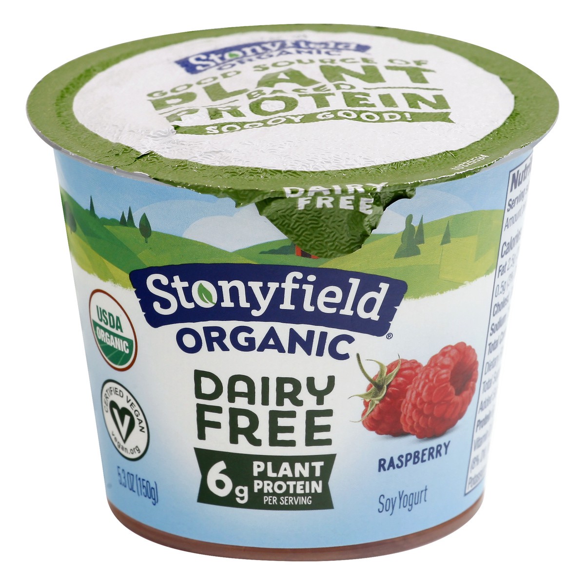 slide 1 of 10, Stonyfield Raspberry Bottom Soy Yogurt, 6 oz