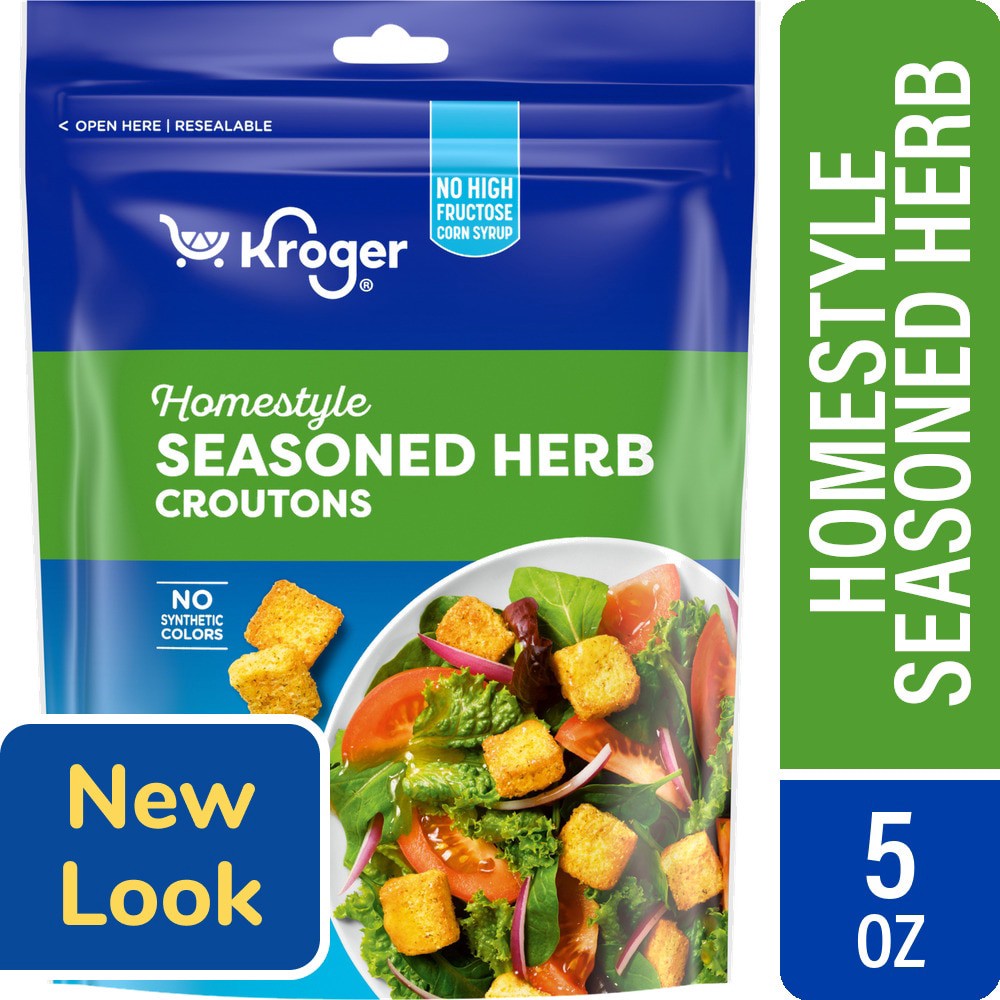 slide 1 of 3, Kroger Homestyle Seasoned Herb Croutons, 5 oz