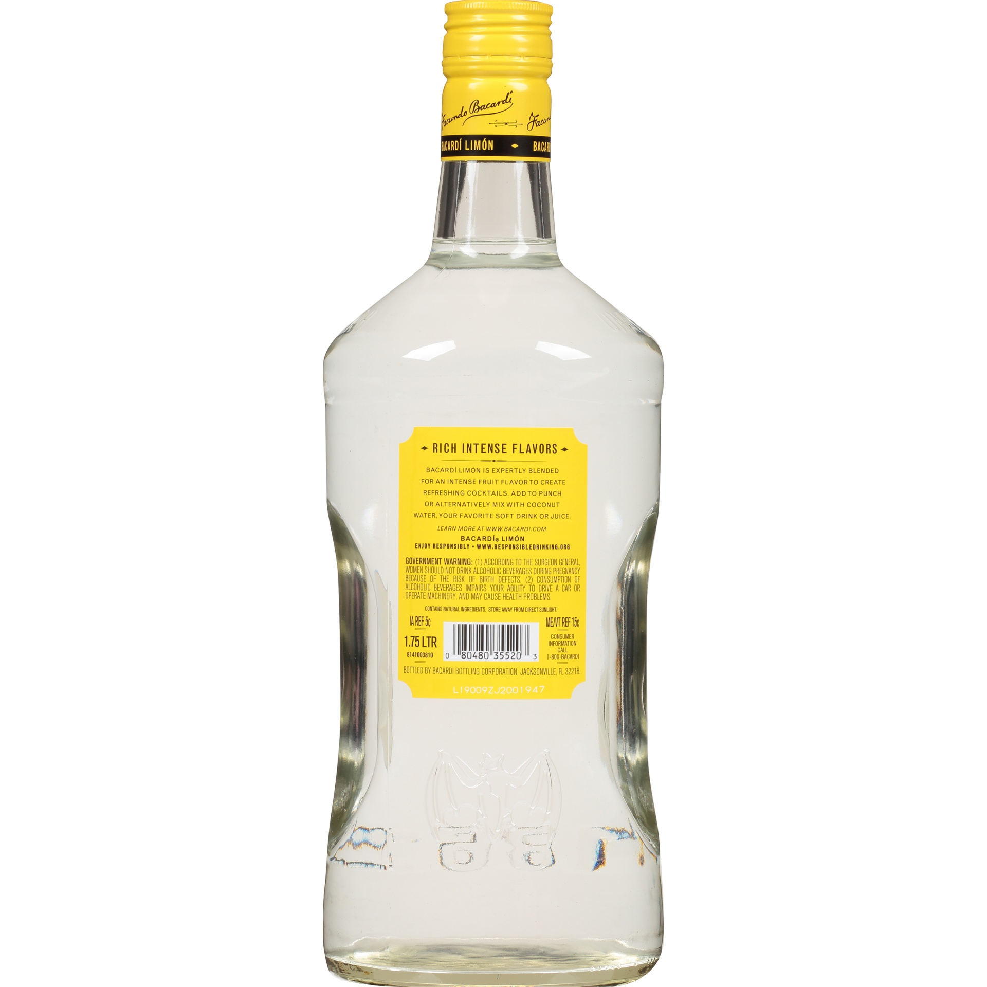 slide 6 of 6, Bacardi Limon Rum Bottle, 1.75 liter