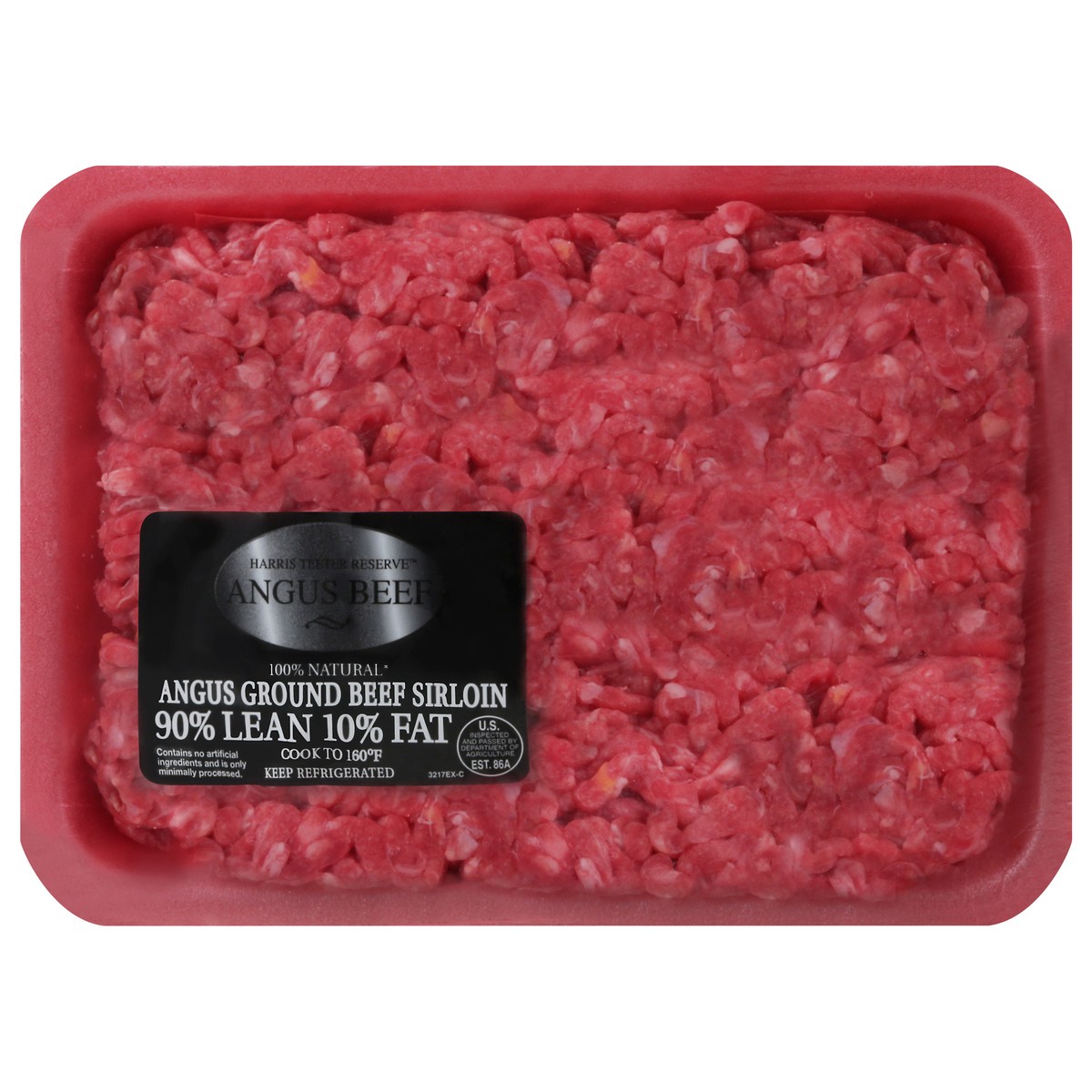 slide 10 of 12, Harris Teeter Reserve 90%/10% Sirloin Angus Ground Beef 1 ea, per lb