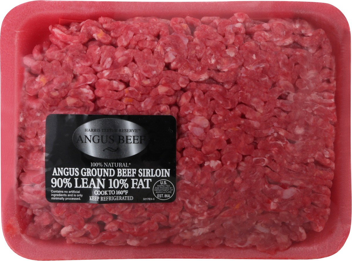 slide 2 of 12, Harris Teeter Reserve 90%/10% Sirloin Angus Ground Beef 1 ea, per lb