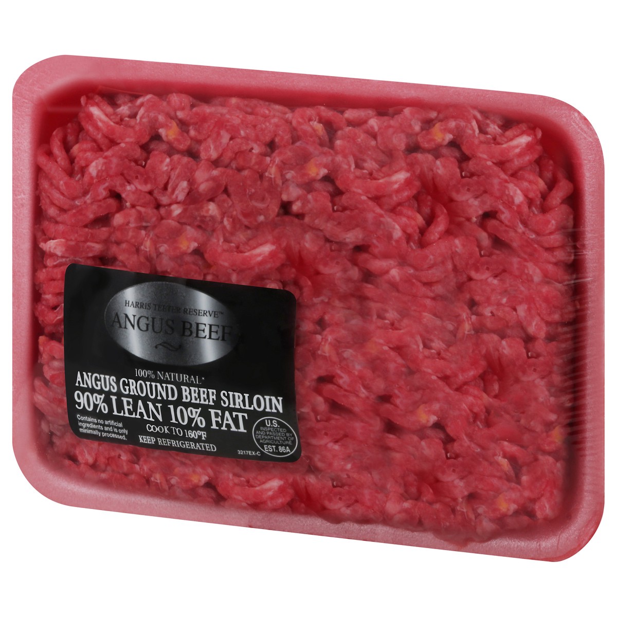 slide 7 of 12, Harris Teeter Reserve 90%/10% Sirloin Angus Ground Beef 1 ea, per lb