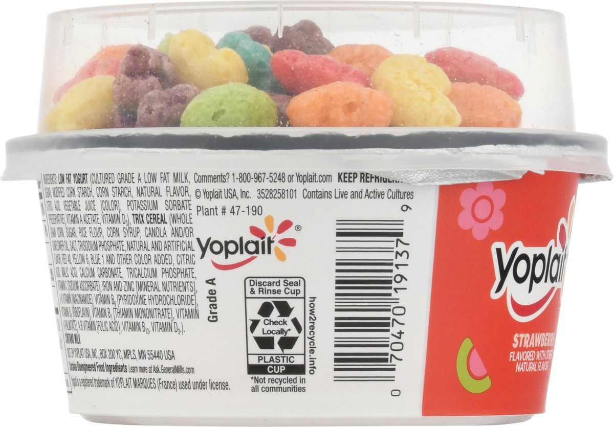 slide 3 of 11, Yoplait Strawberry Low Fat Kids Yogurt & Trix Cereal Snack, 4.27 OZ Cup, 4.27 oz