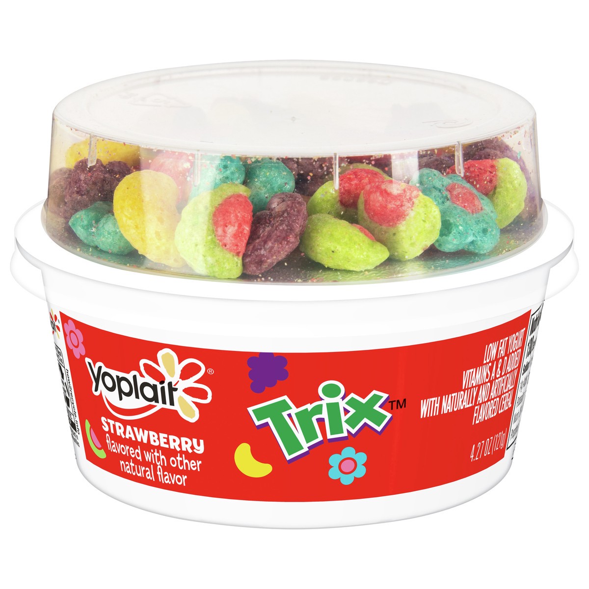 slide 1 of 11, Yoplait Strawberry Low Fat Kids Yogurt & Trix Cereal Snack, 4.27 OZ Cup, 4.27 oz