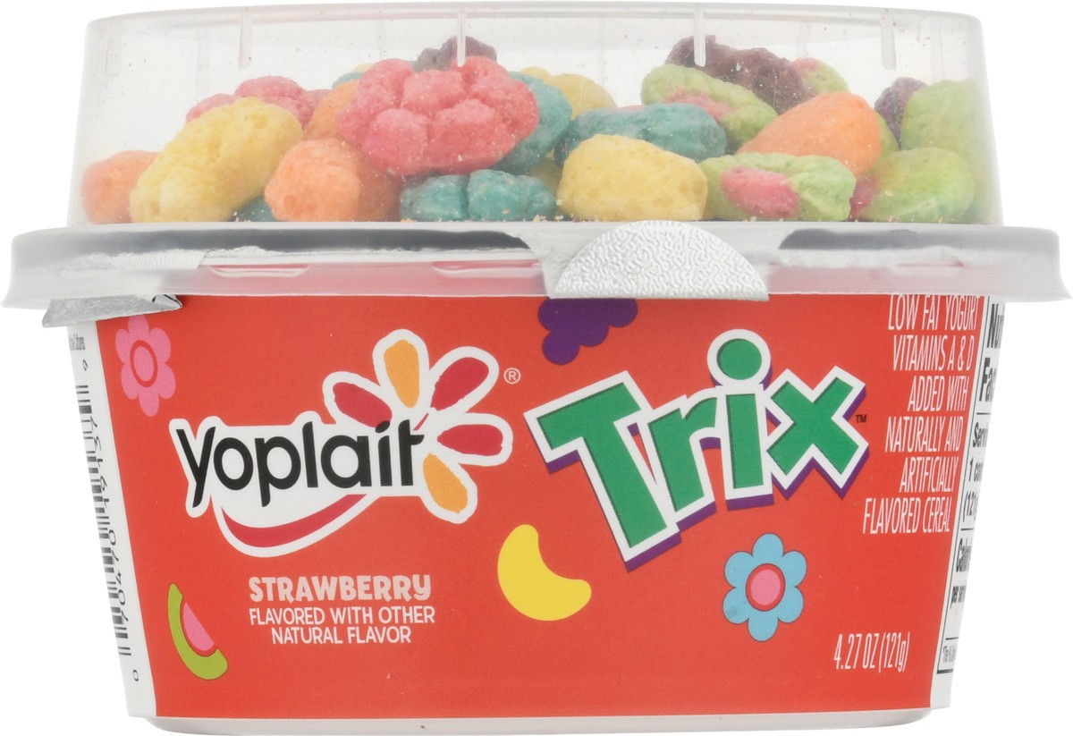 slide 5 of 11, Yoplait Strawberry Low Fat Kids Yogurt & Trix Cereal Snack, 4.27 OZ Cup, 4.27 oz