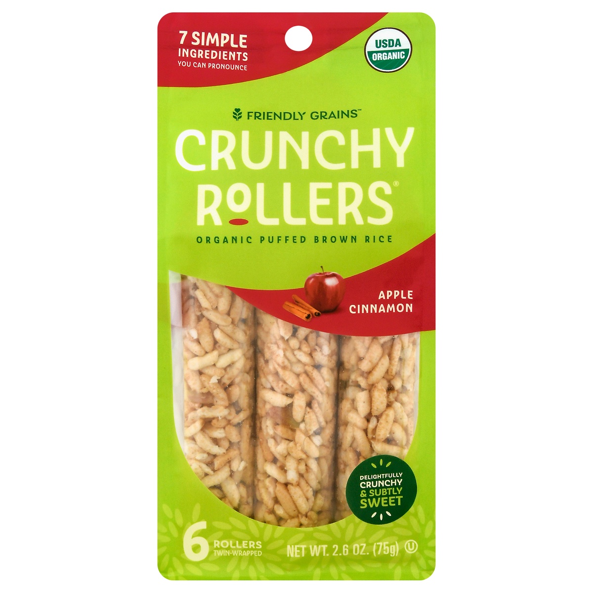 slide 1 of 1, Friendly Grains Apple Cinnamon Crunchy Rollers 6 ea, 6 ct
