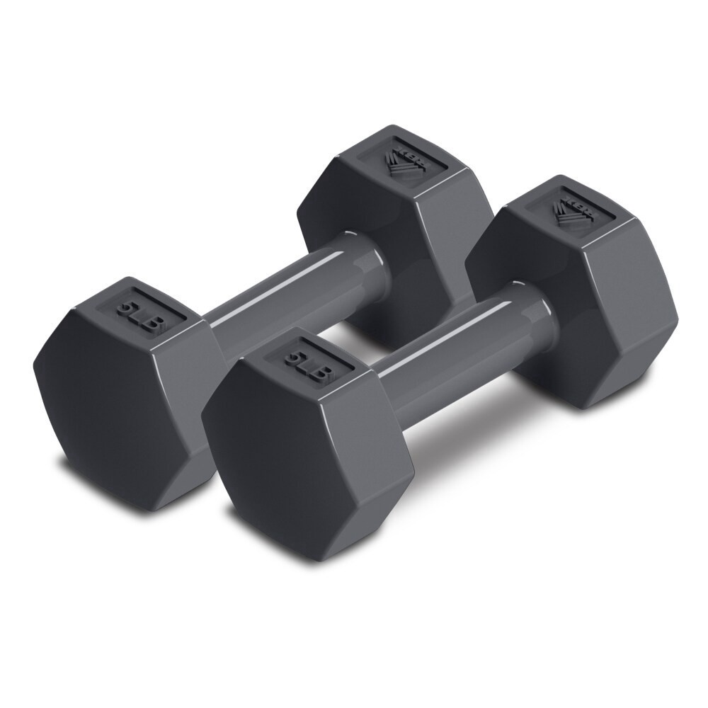 slide 1 of 1, RBX Cement Vinyl Covered Dumbells - 5 Pounds, 2 ct
