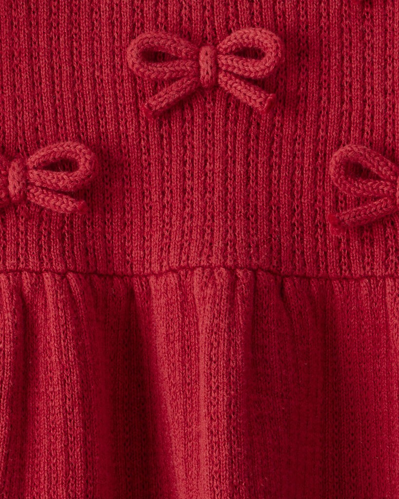 slide 2 of 4, Littleplanet Baby Girl Organic Cotton Sweater Knit Dress Deep Red 3M, 1 ct