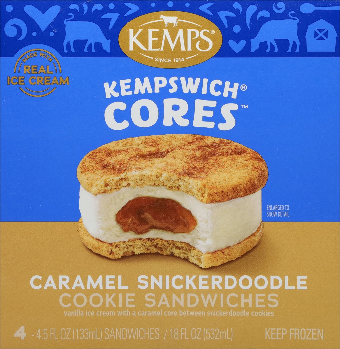 slide 11 of 13, Kemps Caramel Snickerdoodle Cookie Sandwiches 4 - 4.5 fl oz Sandwiches, 4 ct