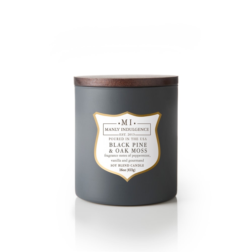 slide 1 of 1, Manly Indulgence Black Pine & Oak Moss Soy Blend Candle - Gray, 16 oz