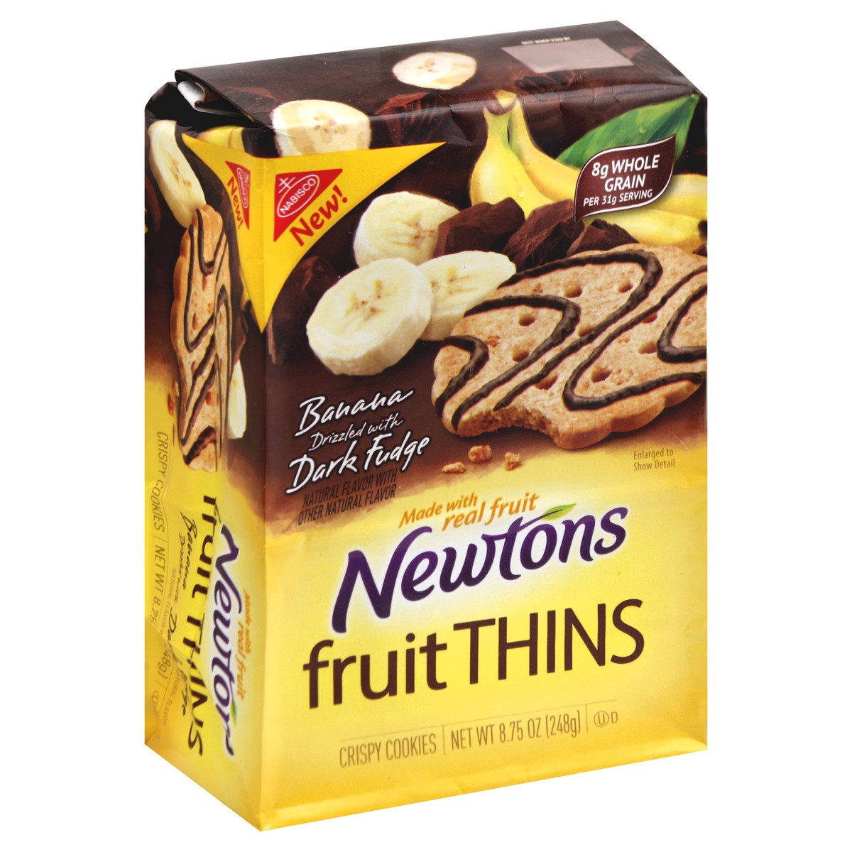 slide 6 of 6, Nabisco Newtons Fruit Thins Banana Crispy Cookies Drizzled With Dark Fudge, 8.75 oz bag