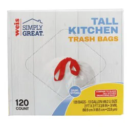 Weis Quality 13 Gallon Drawstring Tall Kitchen Trash Bags