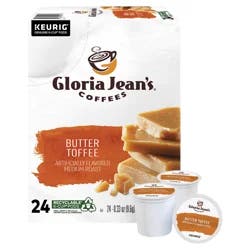 Gloria Jean's Butter Toffee, Keurig Single-Serve K-Cup Pods, Medium Roast Coffee- 24 ct