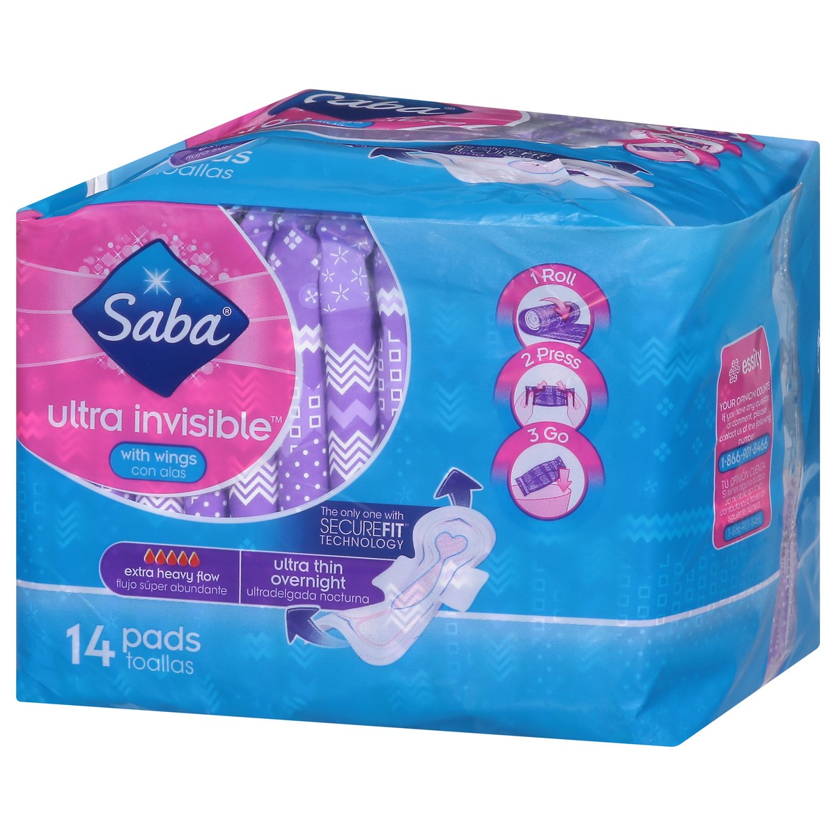 slide 9 of 14, Saba Extra Heavy Flow Ultra Thin Overnight Pads 14 ea, 14 ct