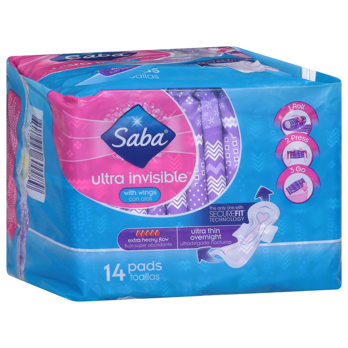 slide 6 of 14, Saba Extra Heavy Flow Ultra Thin Overnight Pads 14 ea, 14 ct