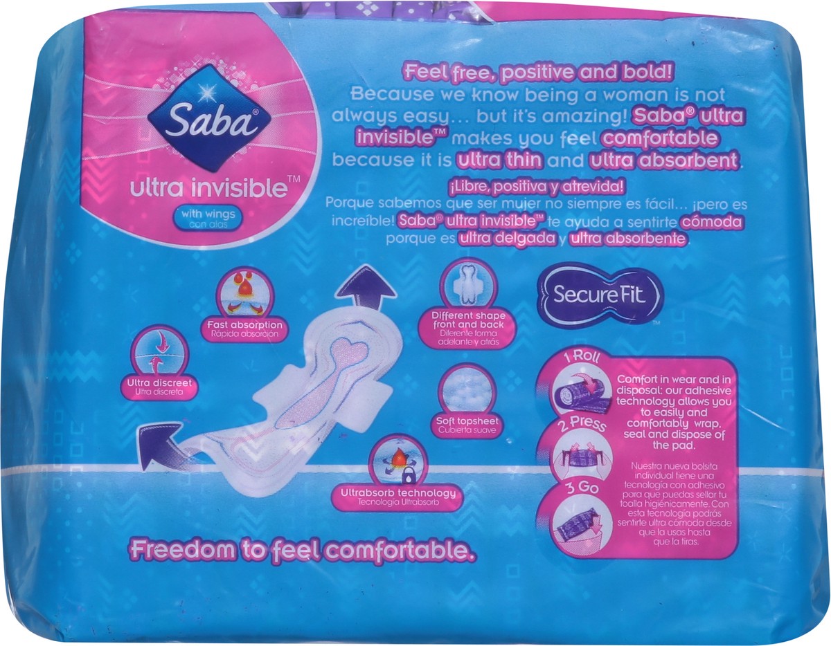 slide 7 of 14, Saba Extra Heavy Flow Ultra Thin Overnight Pads 14 ea, 14 ct