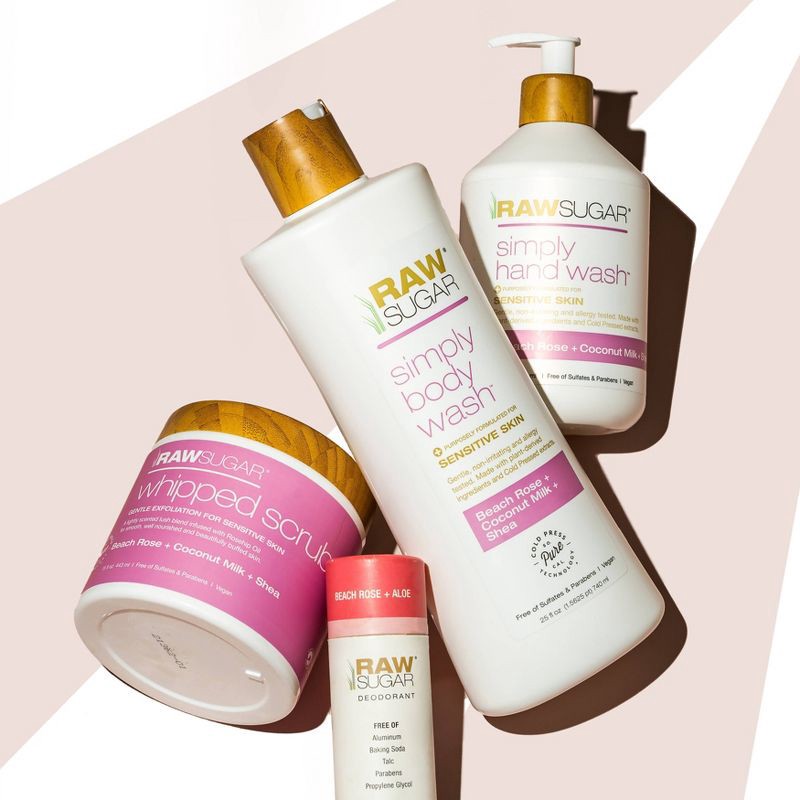 slide 4 of 5, Raw Sugar Body Wash Sensitive Skin - Beach Rose - 25 fl oz, 25 fl oz