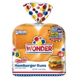 Wonder Bread Classic Hamburger Buns, White Bread Hamburger Buns, 8 Count