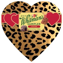 WHITMAN'S SAMPLER Valentine's Day Cheetah Heart Assorted Milk & Dark Chocolate Gift Box, 6.3 oz. (14 pieces)