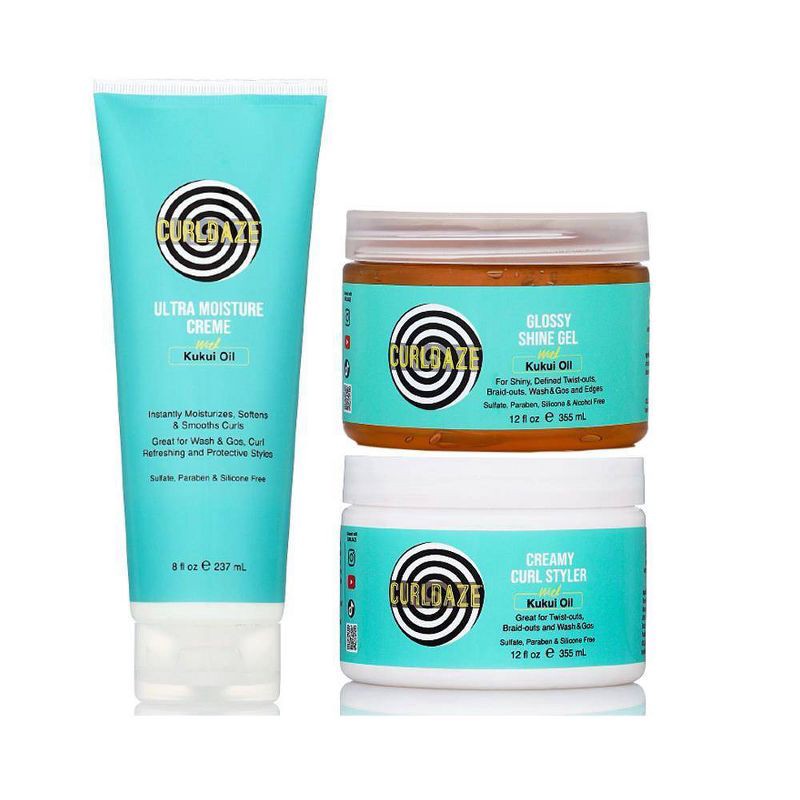 slide 4 of 5, CurlDaze Shine Gel with Kukui - 12 fl oz, 12 fl oz