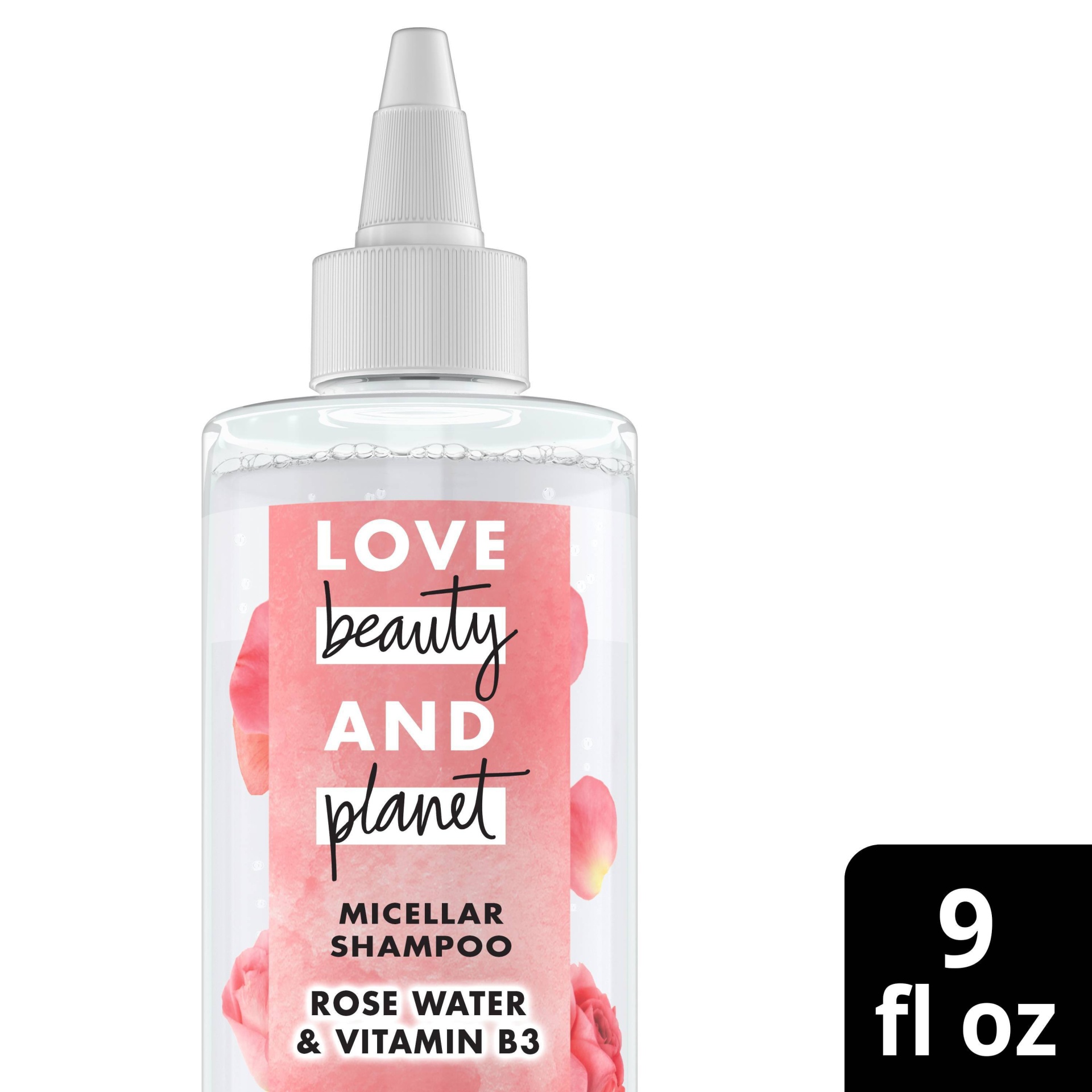 slide 1 of 8, Love Beauty and Planet Rose Water & Vitamin B3 Wavy Hair Micellar Shampoo - 9 fl oz, 9 fl oz