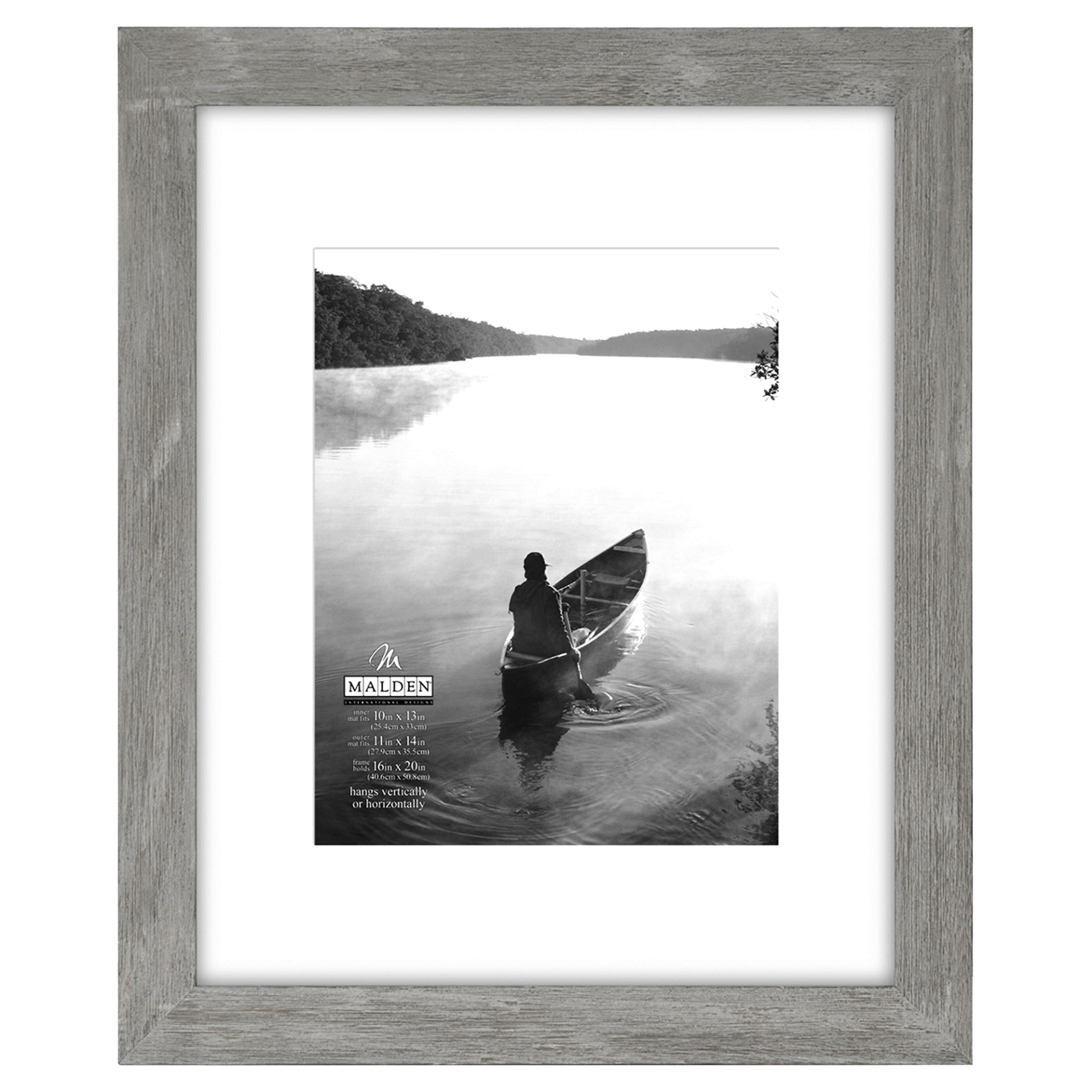 slide 1 of 1, Malden Distressed Manhattan Matted 11" x 14" Gray Picture Frame, 11 in x 14 in