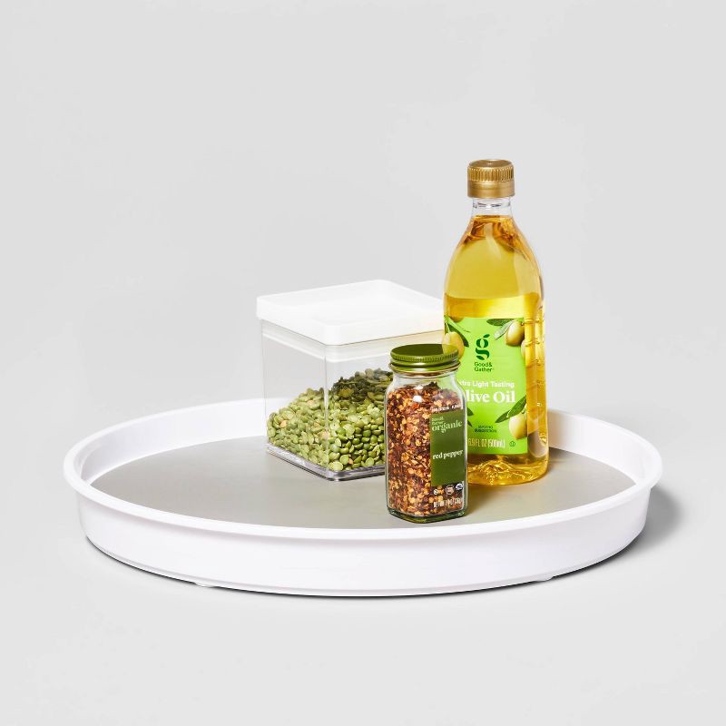 slide 3 of 5, 15" Lazy Susan Turn Table - Brightroom™: Non-Slip Kitchen Organizer, White, Plastic, Lifetime Warranty, 1 ct