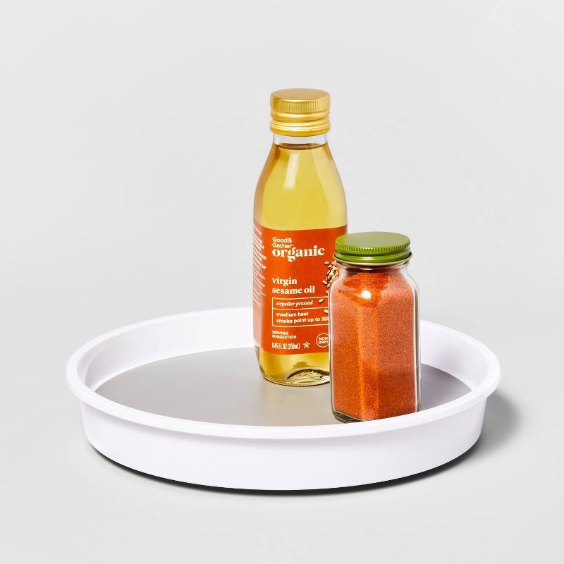 slide 3 of 5, 10" Lazy Susan Turn Table - Brightroom™: Non-Slip Kitchen Organizer, Spice & Pantry Storage, White Plastic, 1 ct