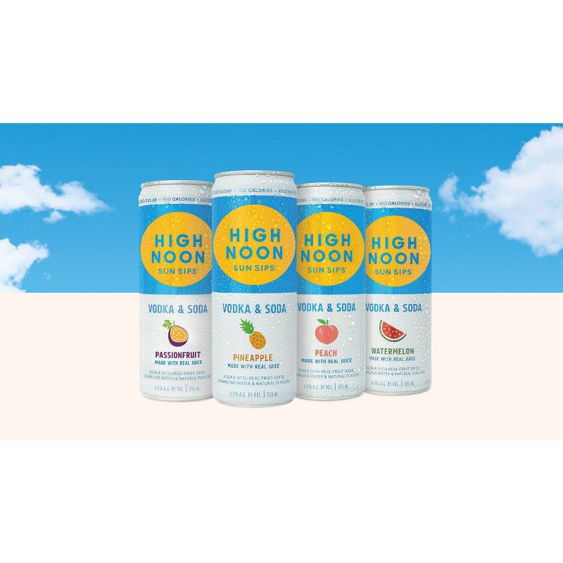 slide 3 of 8, High Noon Sun Sips Tropical Hard Seltzer Variety Pack - 8pk/355ml Cans, 8 ct, 355 ml