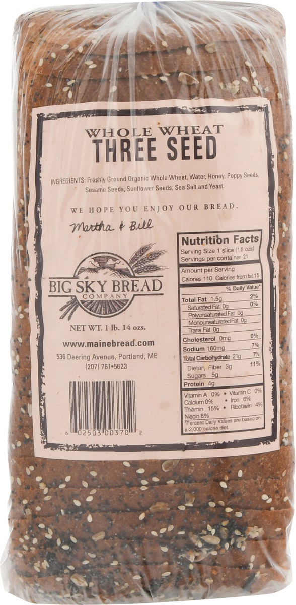 slide 4 of 9, Big Sky Bread Company Whole Wheat Three Seed Bread 30 oz, 30 oz