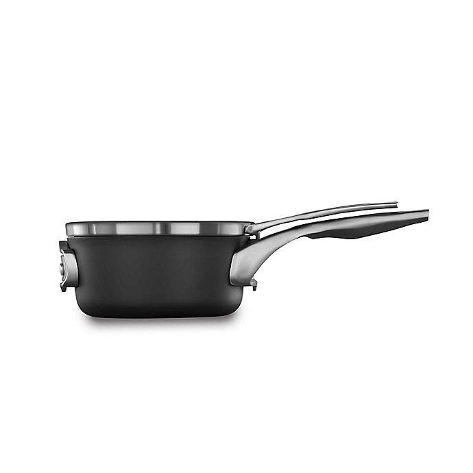 slide 1 of 2, Calphalon Premier Space Saving Hard Anodized Nonstick Saucepan with Lid, 1.5 qt