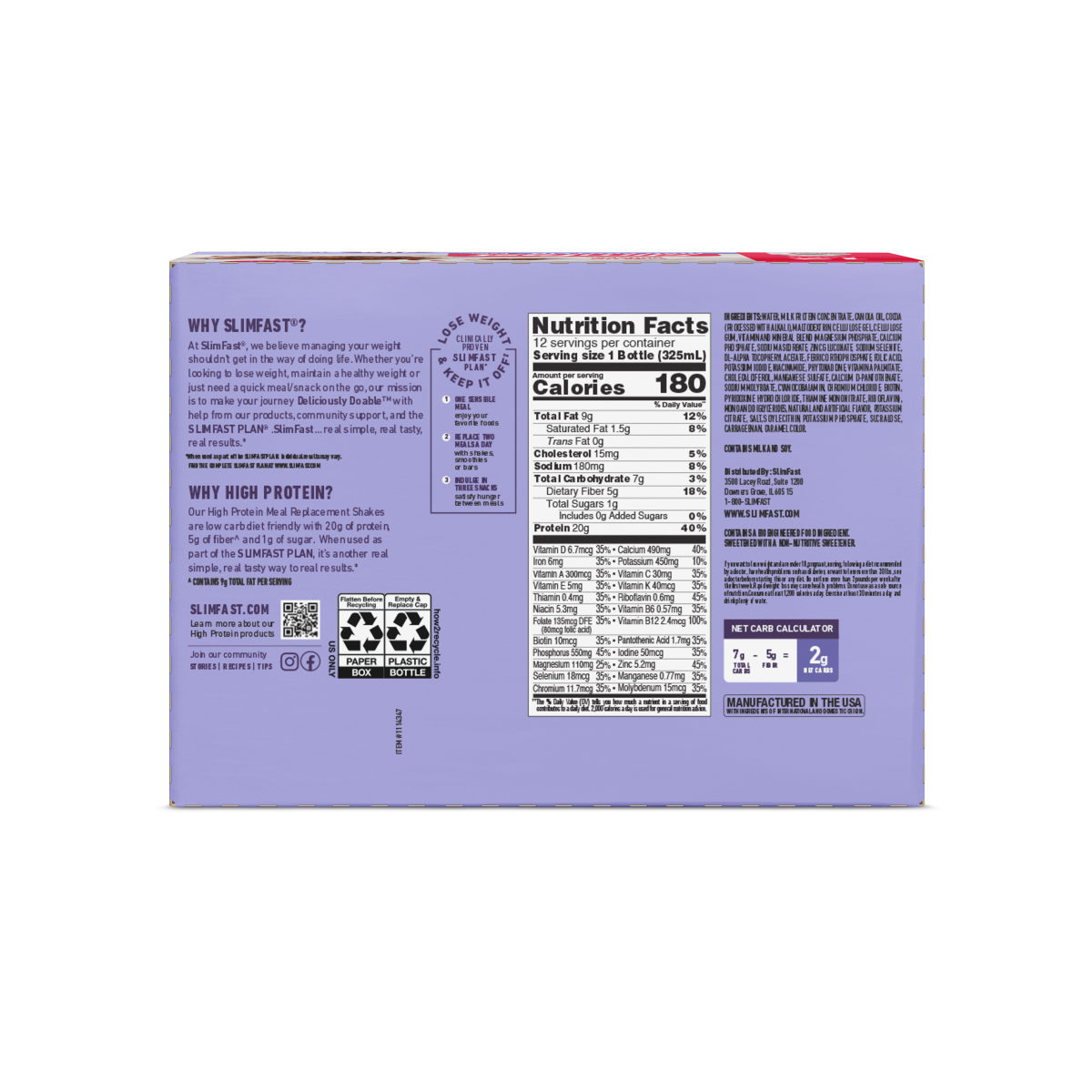 slide 3 of 6, SlimFast High Protein Creamy Chocolate Meal Replacement Shake 12 - 11 fl oz Bottles, 12 ct