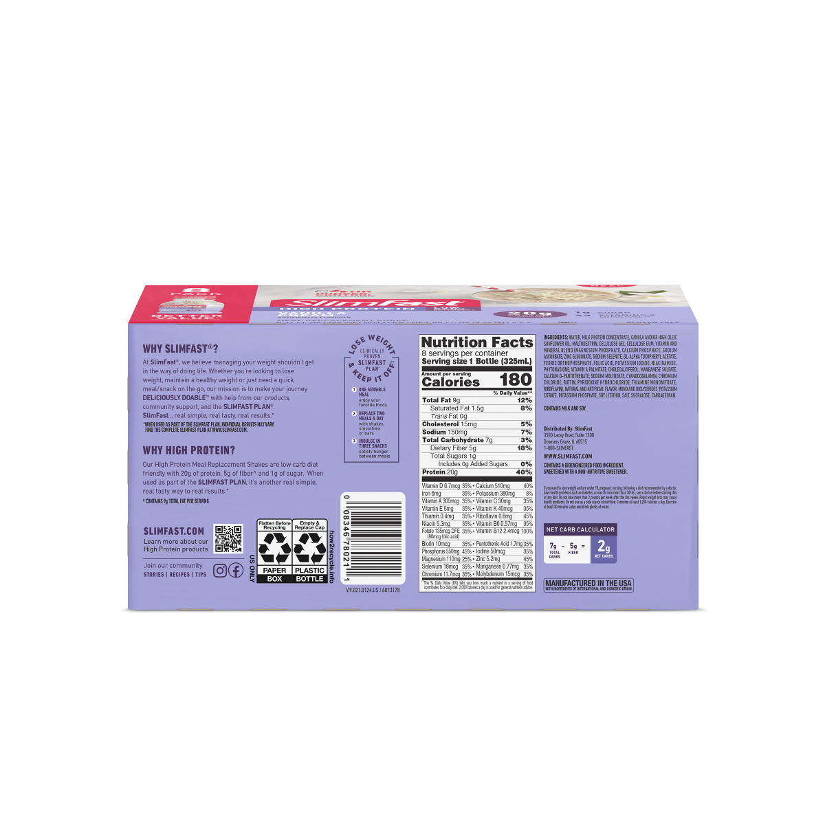 slide 9 of 17, SlimFast High Protein Vanilla Cream Meal Replacement Shake 8 - 11 fl oz Bottles, 8 ct