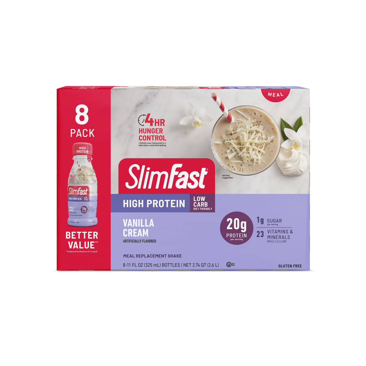 slide 1 of 17, SlimFast High Protein Vanilla Cream Meal Replacement Shake 8 - 11 fl oz Bottles, 8 ct