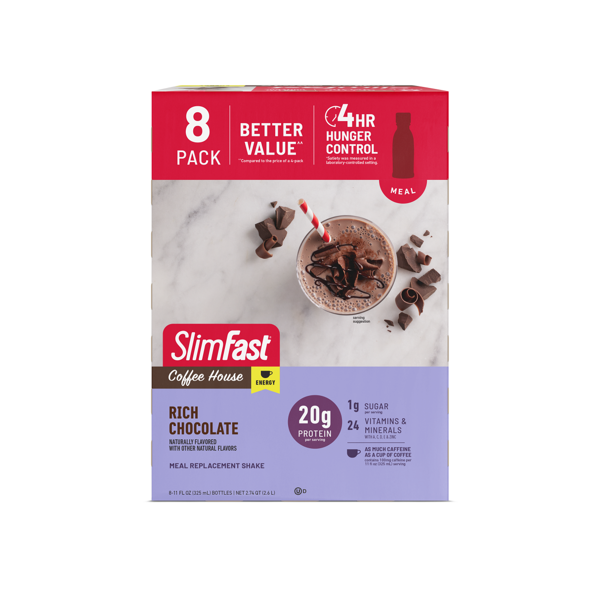 slide 2 of 5, SlimFast High Protein Rich Chocolate RTD Meal Replacement Shake, 11 fl oz