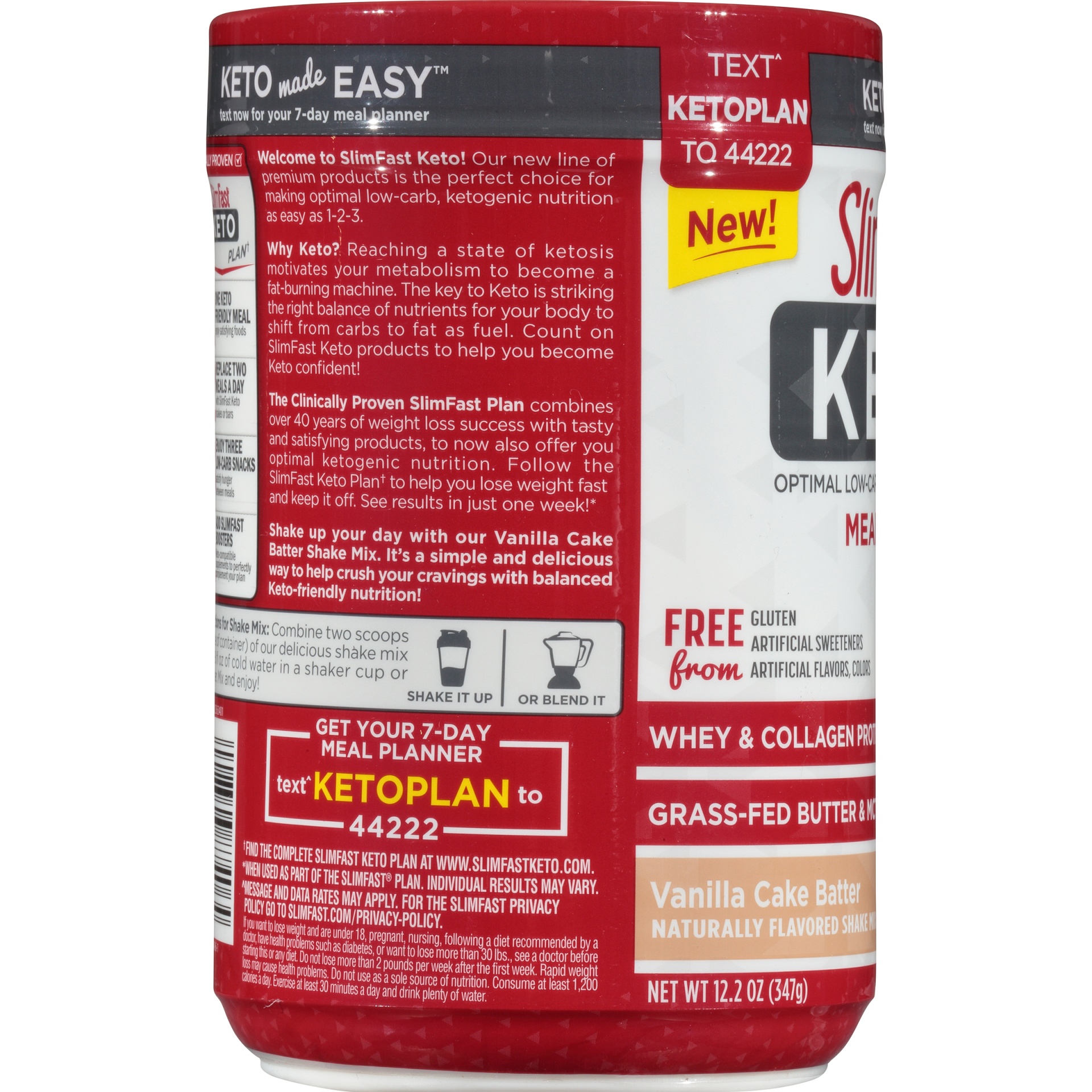 slide 2 of 6, SlimFast Vanilla Cake Batter Keto Meal Shake, 12.6 oz