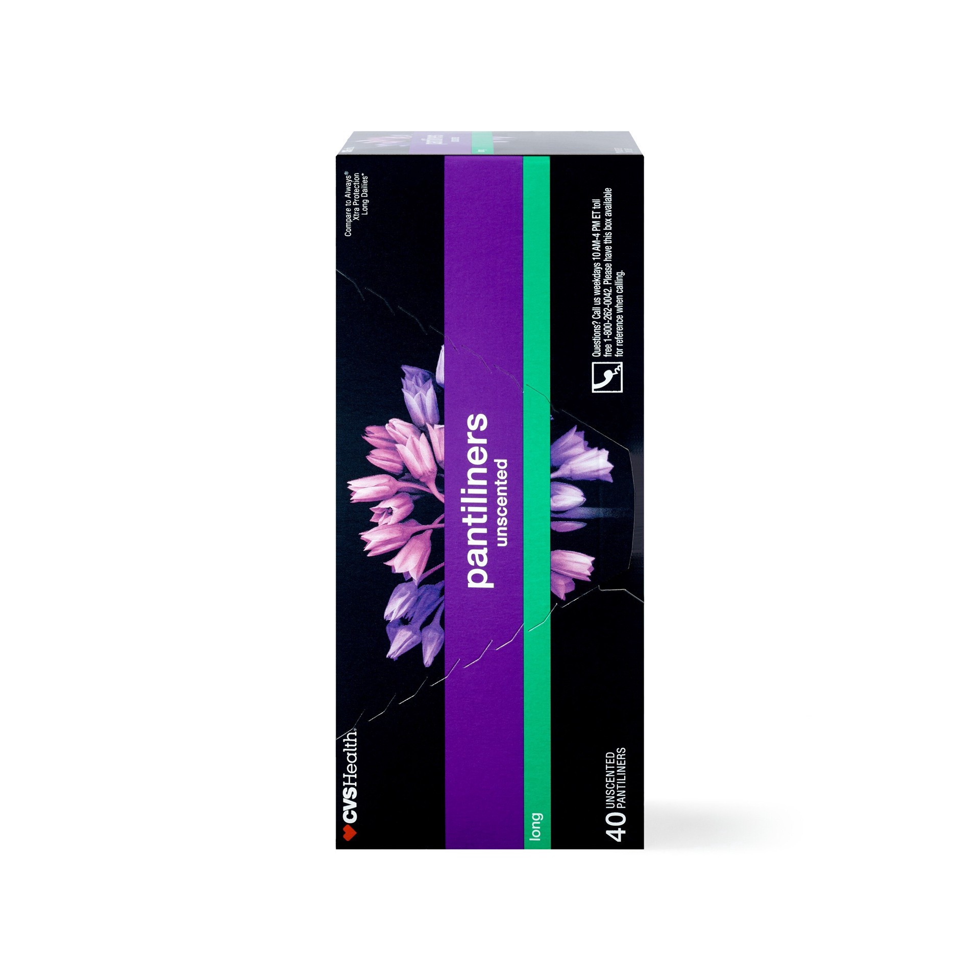 slide 4 of 6, Cvs Panty Liners, Long, 40 Ct, 40 ct