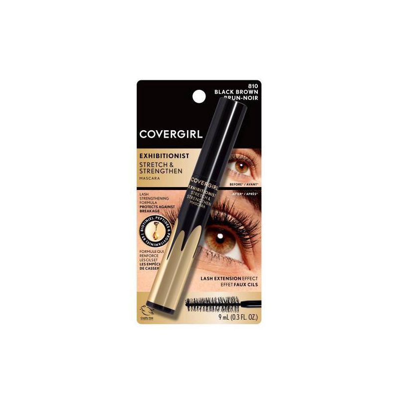 slide 1 of 5, COVERGIRL Exhibitionist Stretch & Strengthen Mascara - Black Brown 810 - 0.3 fl oz, 810 x 0.3 fl oz