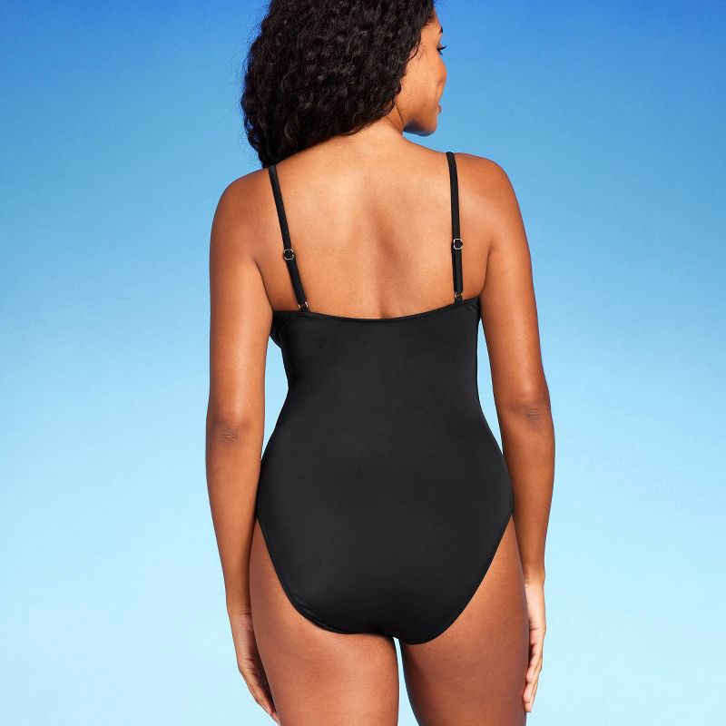 slide 3 of 6, Women'sMesh Front One Piece Swimsuit - Shade & Shore™ Black S: Chic Stretchy Tricot, Removable Cups, 1 ct