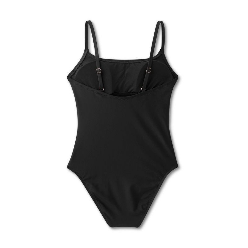 slide 2 of 6, Women'sMesh Front One Piece Swimsuit - Shade & Shore™ Black L: Chic Stretchy Tricot, Removable Cup, 1 ct