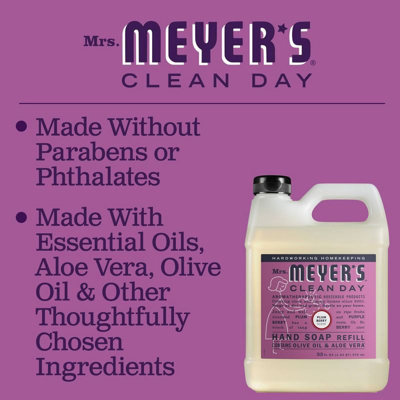 slide 5 of 5, Mrs. Meyer's Clean Day Liquid Hand Soap Refill – Plum Berry - 33 fl oz, 33 fl oz